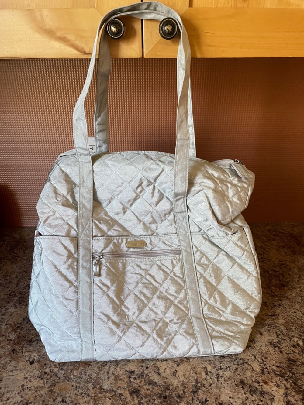 Baggallini Quilted Silver Metallic Tote